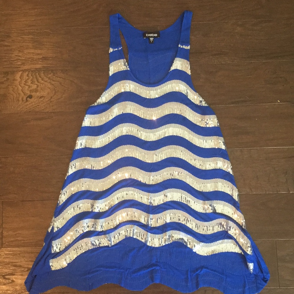 Bebe Sequined Racerback Tank Top